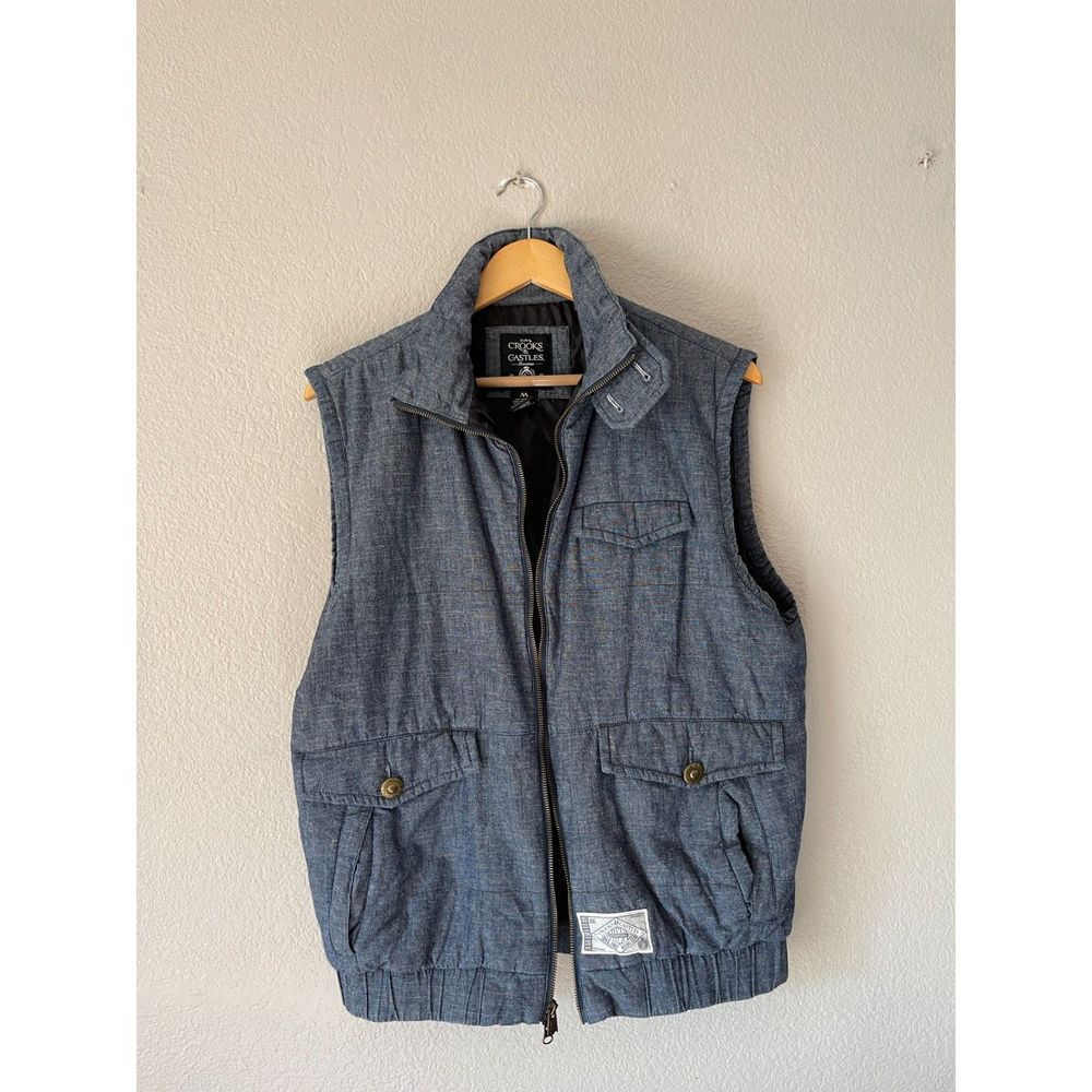 CROOKS & CASTLES Original Troublemakers Embroidered Vest, Gray (M)